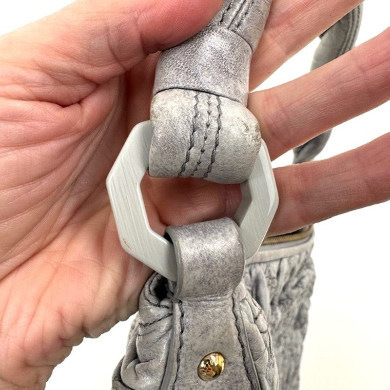 Louis Vuitton Runway..RARE Gray underarm top zip w/ruffle/plaque/twisted handle