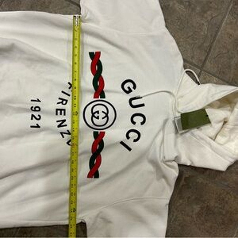 Men's Gucci FIRENZE 1921 cotton hoodie interlocking G/web stripe size XXXL