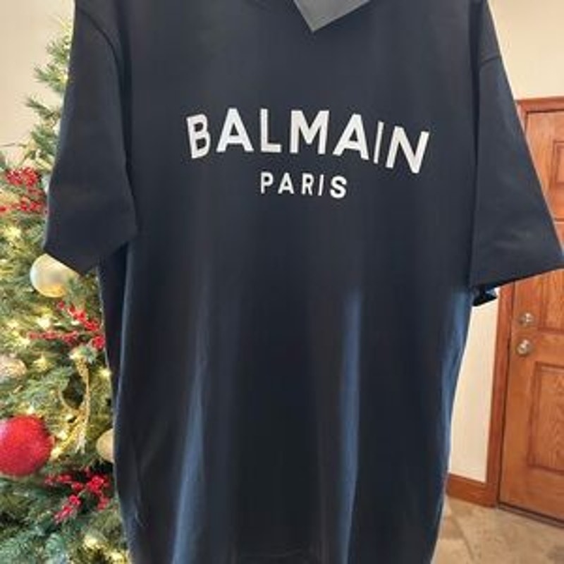 Balmain Paris Black cotton logo T-Shirt for Men size small made in Italy