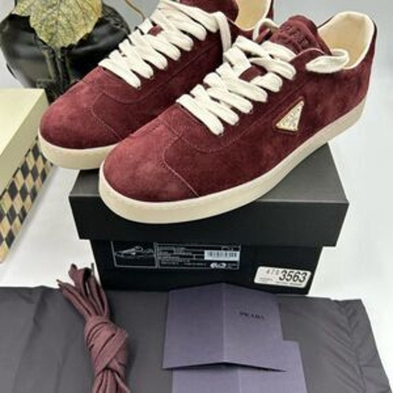 Men's Prada triangle logo suede sneakers size 8.5 US made in Italy