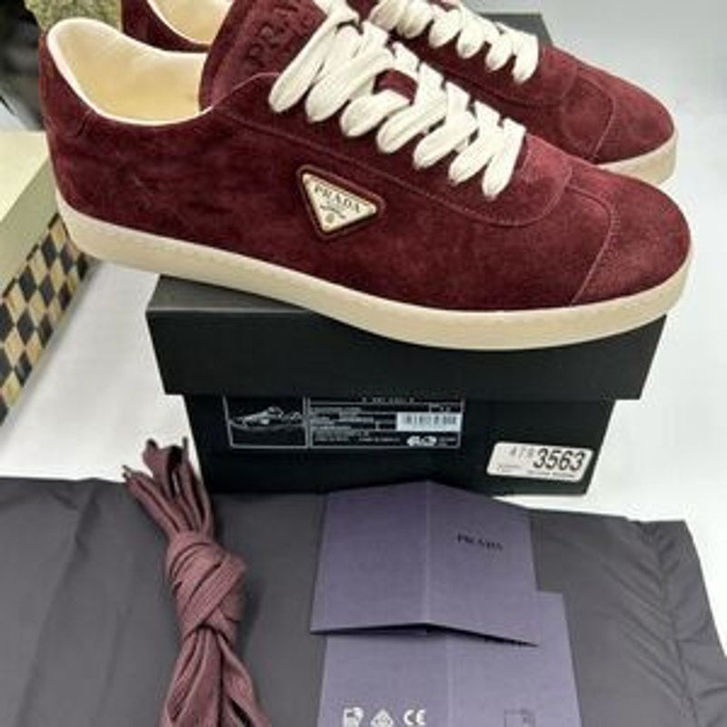 Men's Prada triangle logo suede sneakers size 8.5 US made in Italy