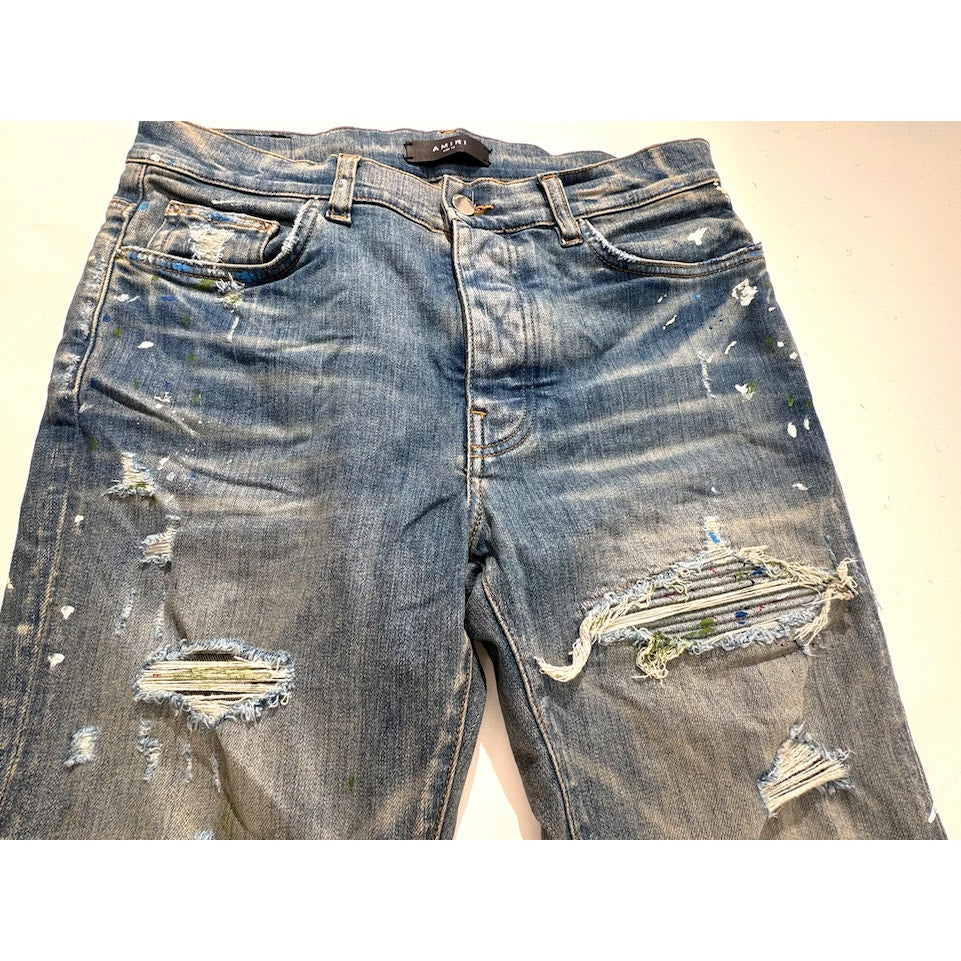 Mens AMIRI mx1 paint splatter light wash patch size 32 immaculate