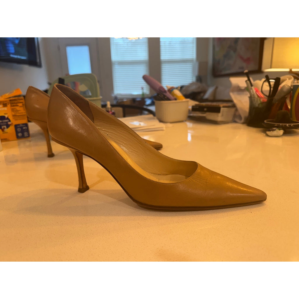 Jimmy Choo Neutral Leather Pointed Toe Pump Heels Size US 10 IT 40