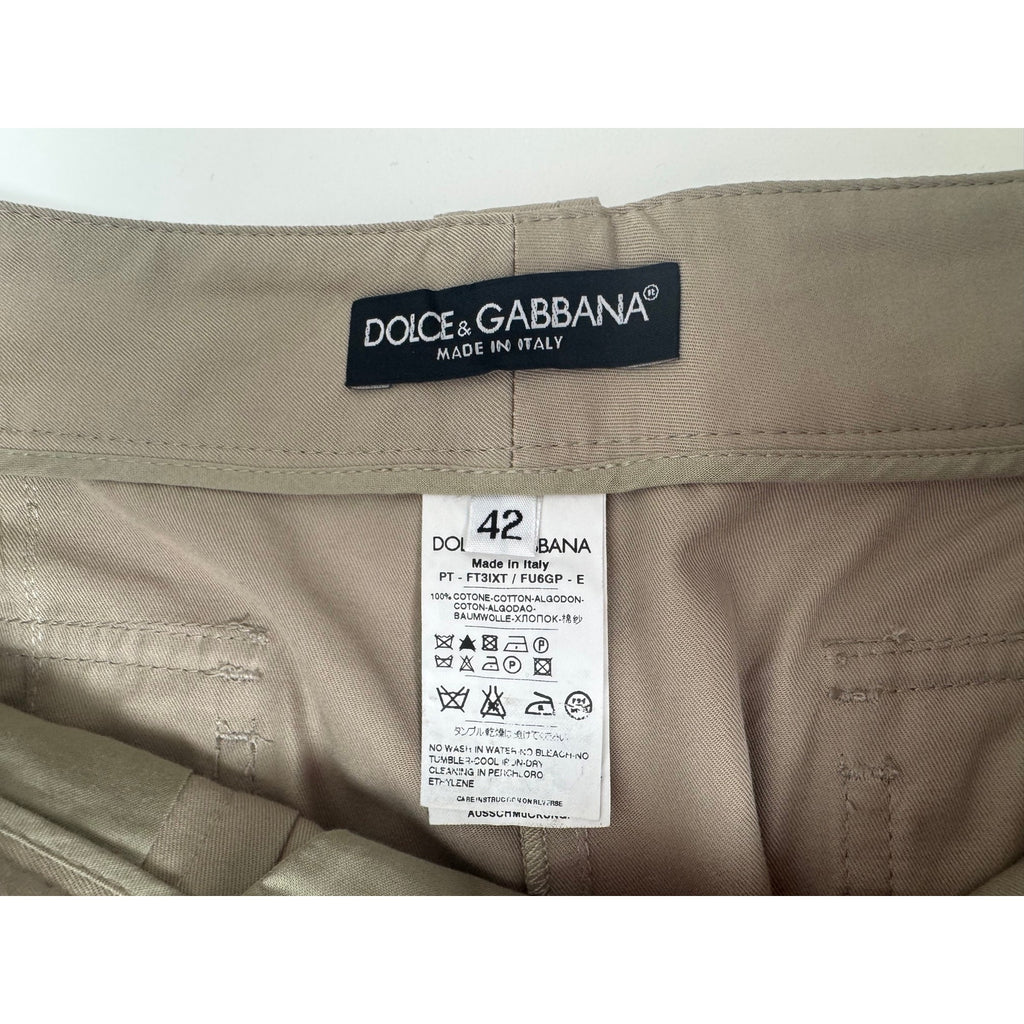 Dolce & Gabbana NWT Khaki Cotton Pants with Ankle Zip Detail Size IT 42 / US 6