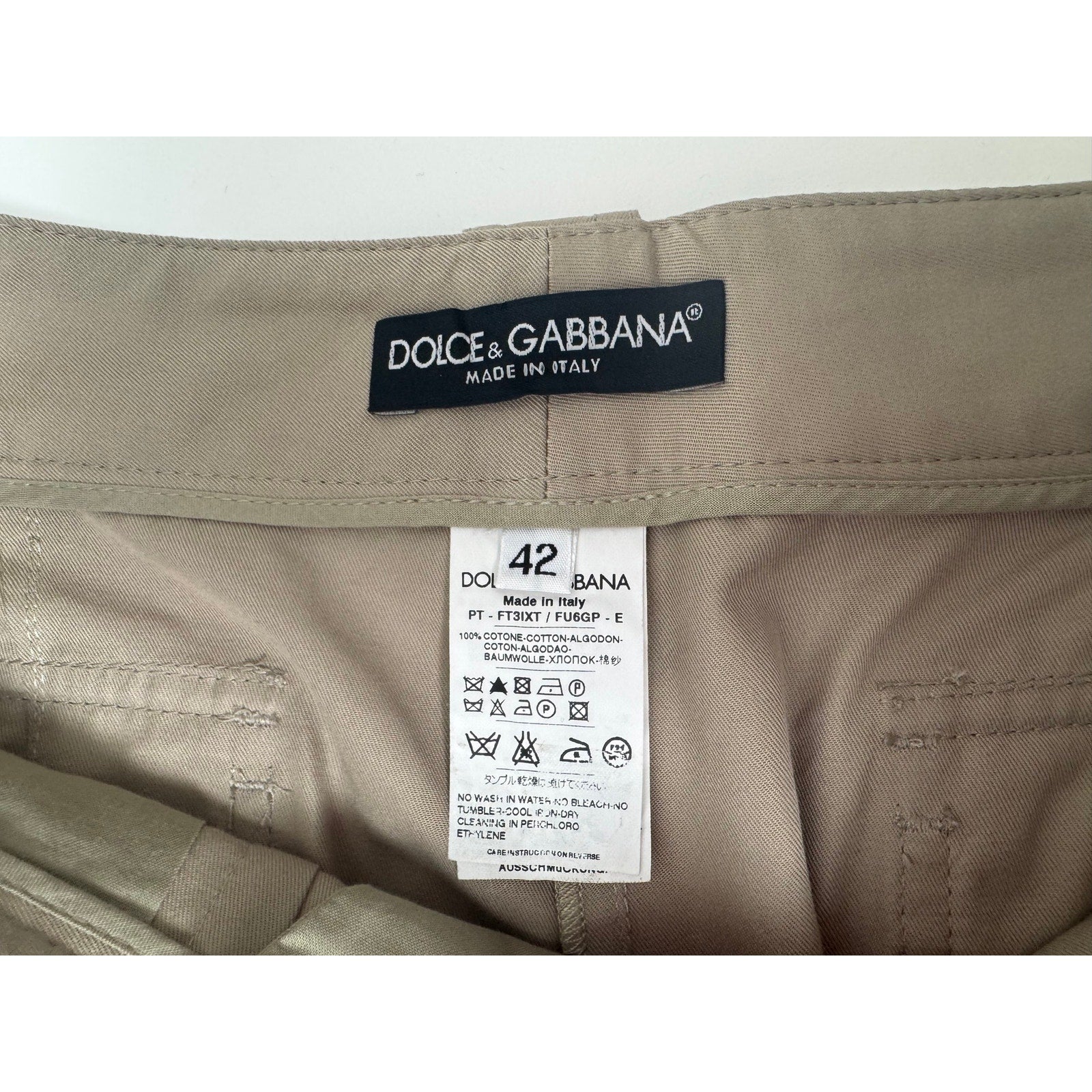 Dolce & Gabbana NWT Khaki Cotton Pants with Ankle Zip Detail Size IT 42 / US 6