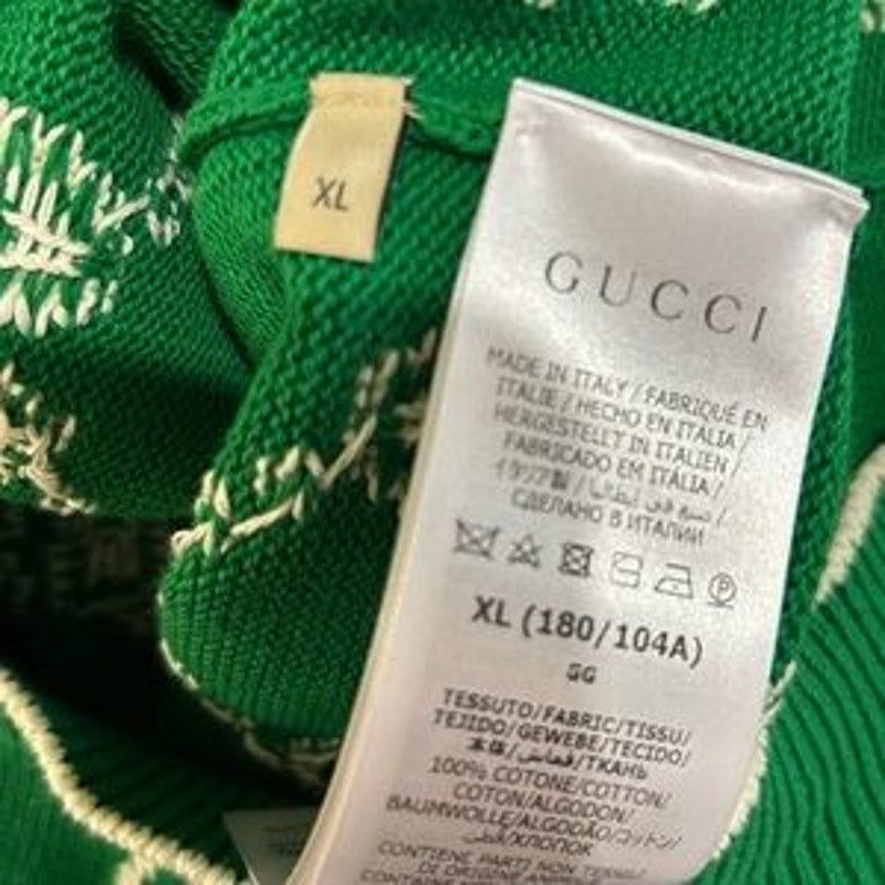 Men's Gucci, GG intarsia cotton cardigan sweater size XL made in Italy