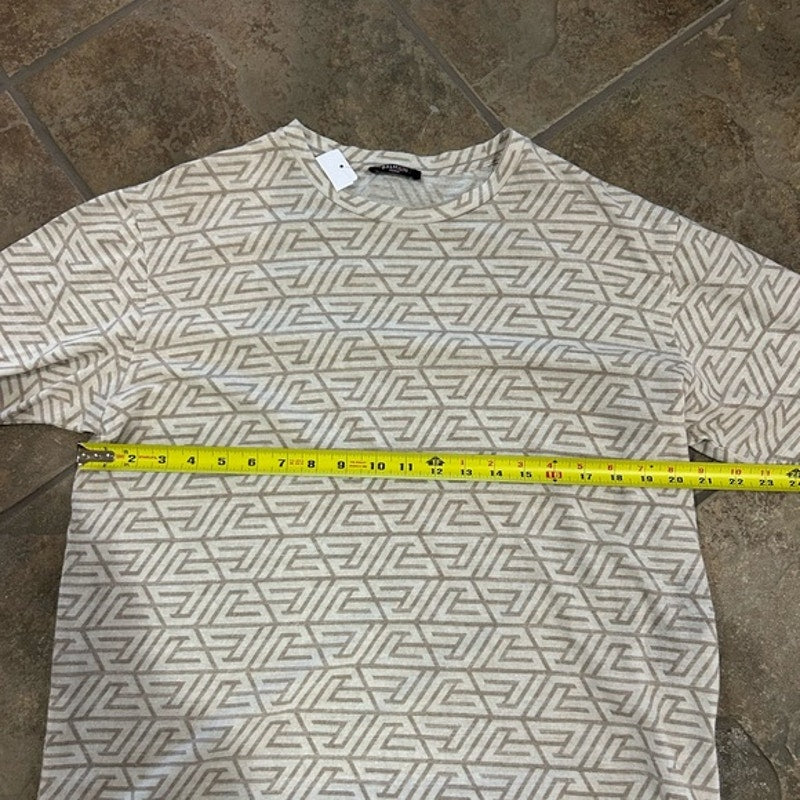 Men's Balmain oversized cotton shirt with printed pyramid monogram size small