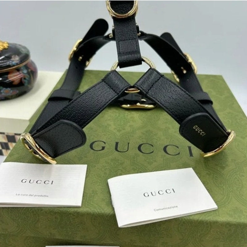 Gucci demetra , extra large leather dog harness made in Italy