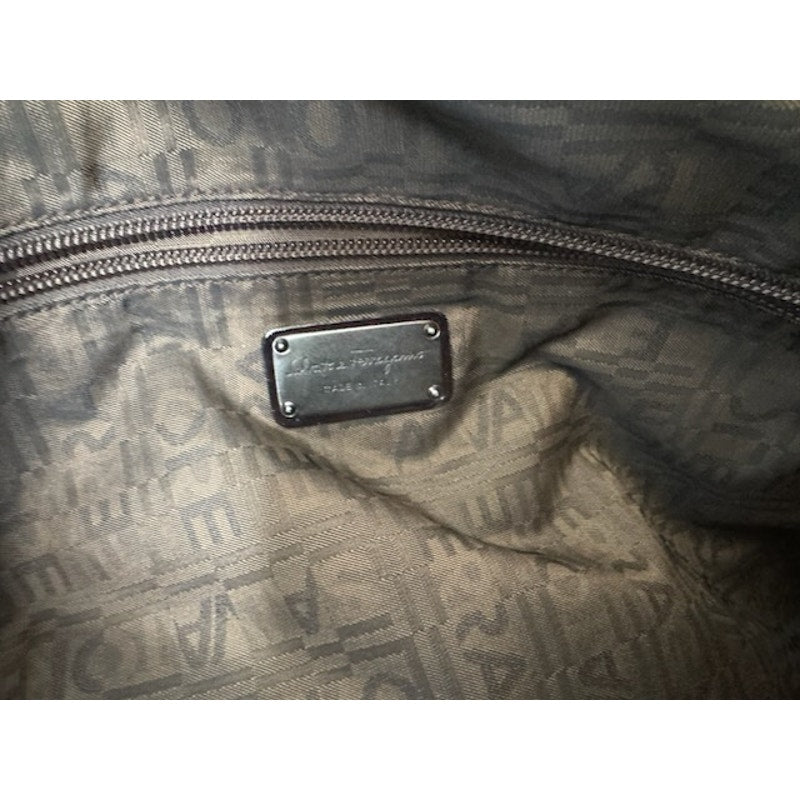 Salvatore Ferragamo Gancini Black Patent Leather Ruched Boho Hobo Bag