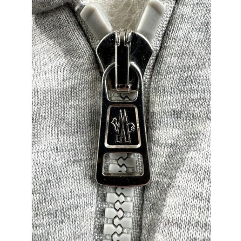 Moncler Men’s 2XL Gray Zip-Up Hoodie – Metallic Puffed Lettering (NWOT)