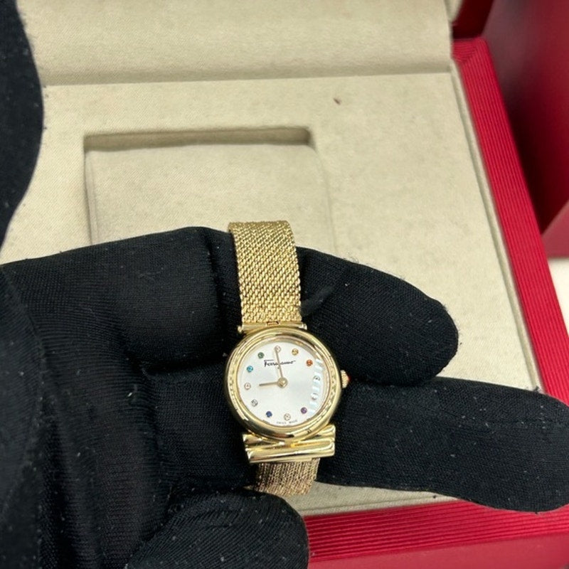 Women Salvatore, Ferragamo Gancini quartz women's gold tone stainless watch