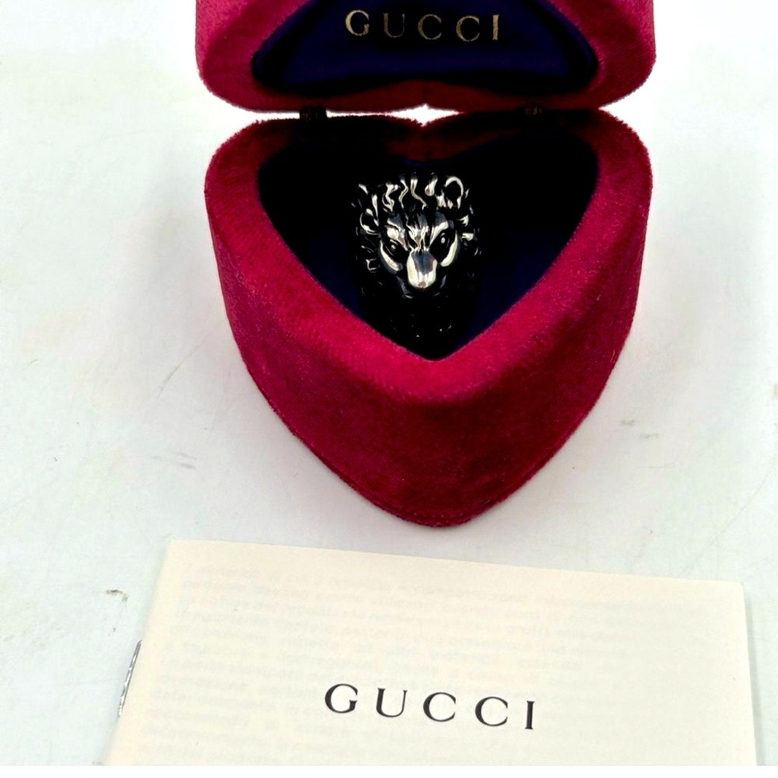 Women's Gucci Lionhead, motif sterling silver ring Size 8-8.5 Made in Italy