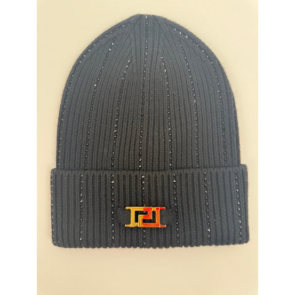 Men's Versace x Swarovski Crystal Black Knit Beanie – Retail $1,200