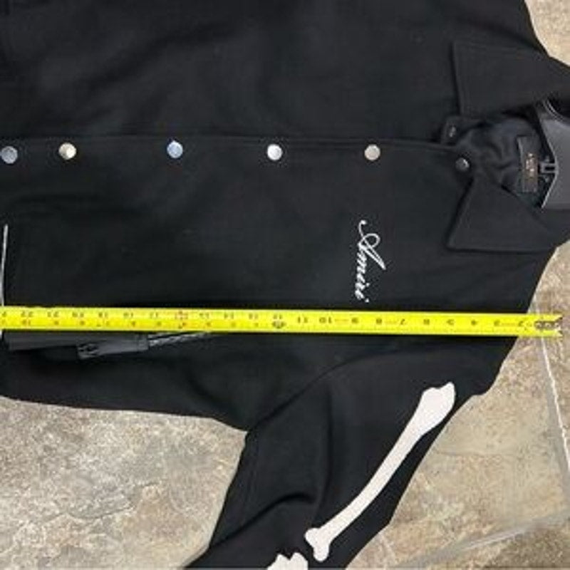 Men's Amiri bones wool black varsity jacket size 52/ extra large