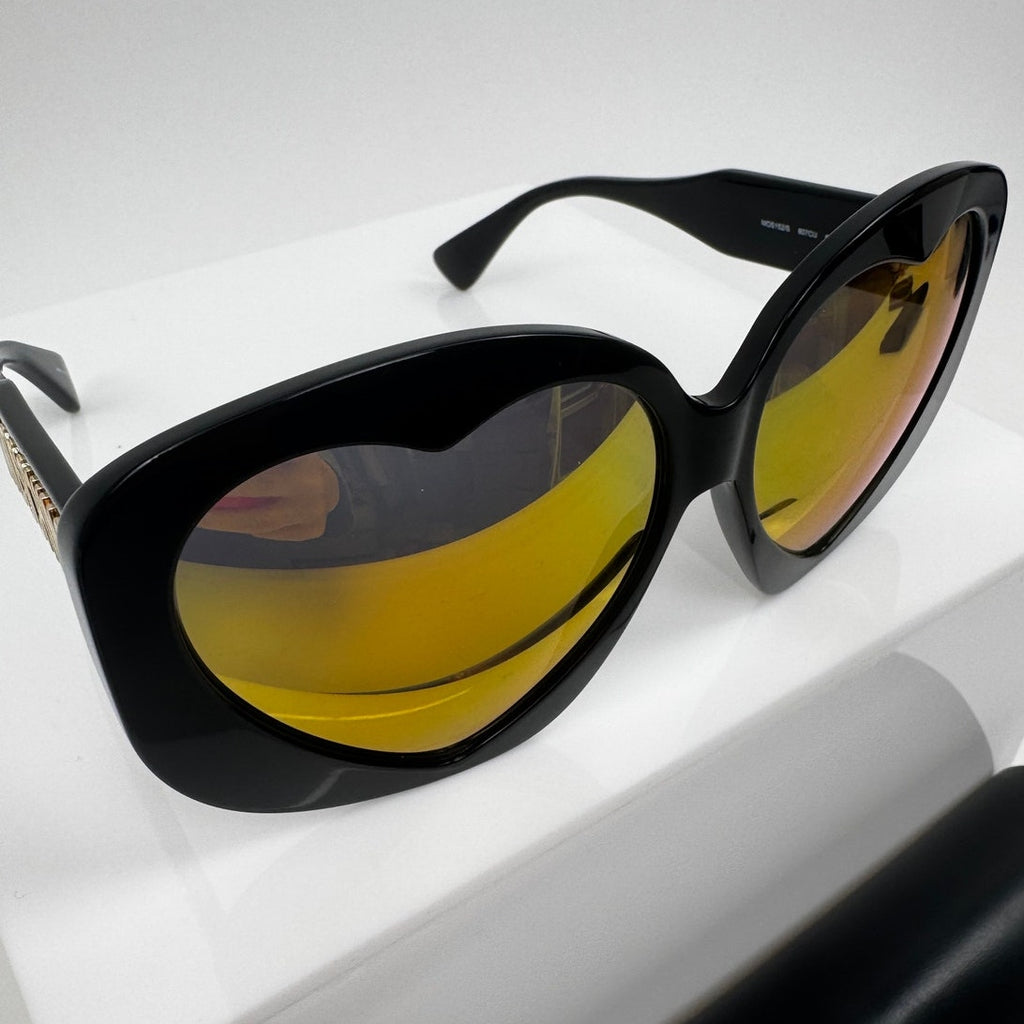 Moschino NWT Heart Shaped Jet Black Oversized Frame Sunglasses