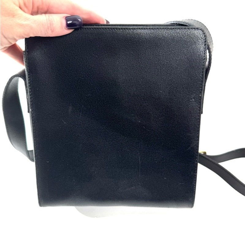 Valentino black leather 2 way structured dual compartment bag w/exterior pocket