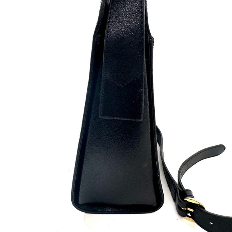 Valentino black leather 2 way structured dual compartment bag w/exterior pocket