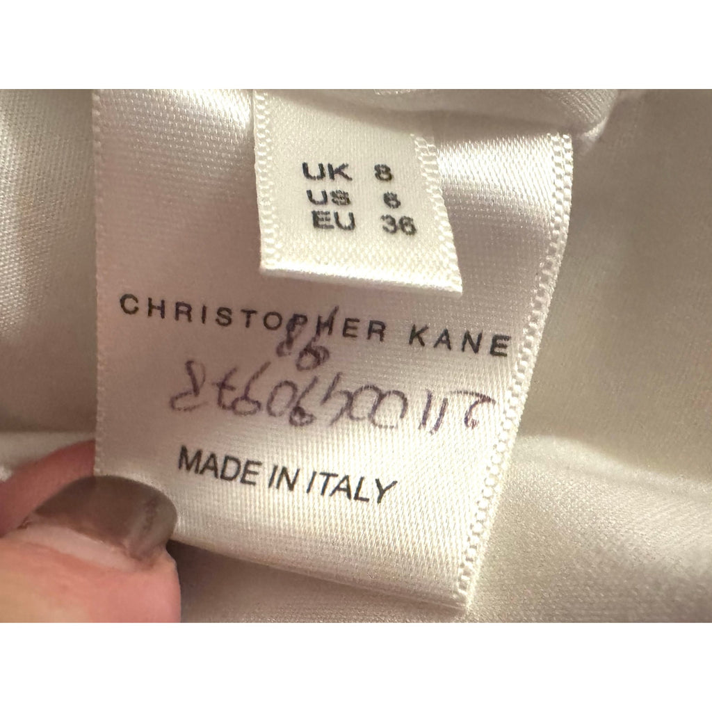 Christopher Kane White Satin Ribbon Appliqué Pencil Skirt EU 38 US 6