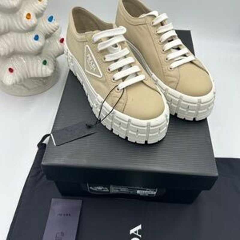 Women's Prada re-nylon double wheel gabardine sneakers size 40.5 made in Italy