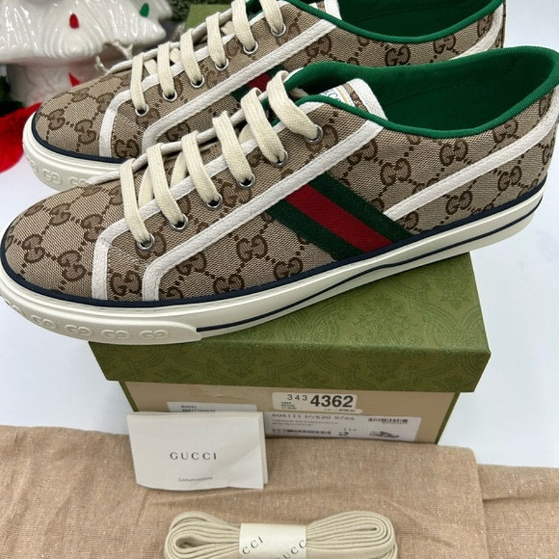 Gucci tennis 1977 low top GG canvas sneaker sized 11.5 fits 12 US made in Italy