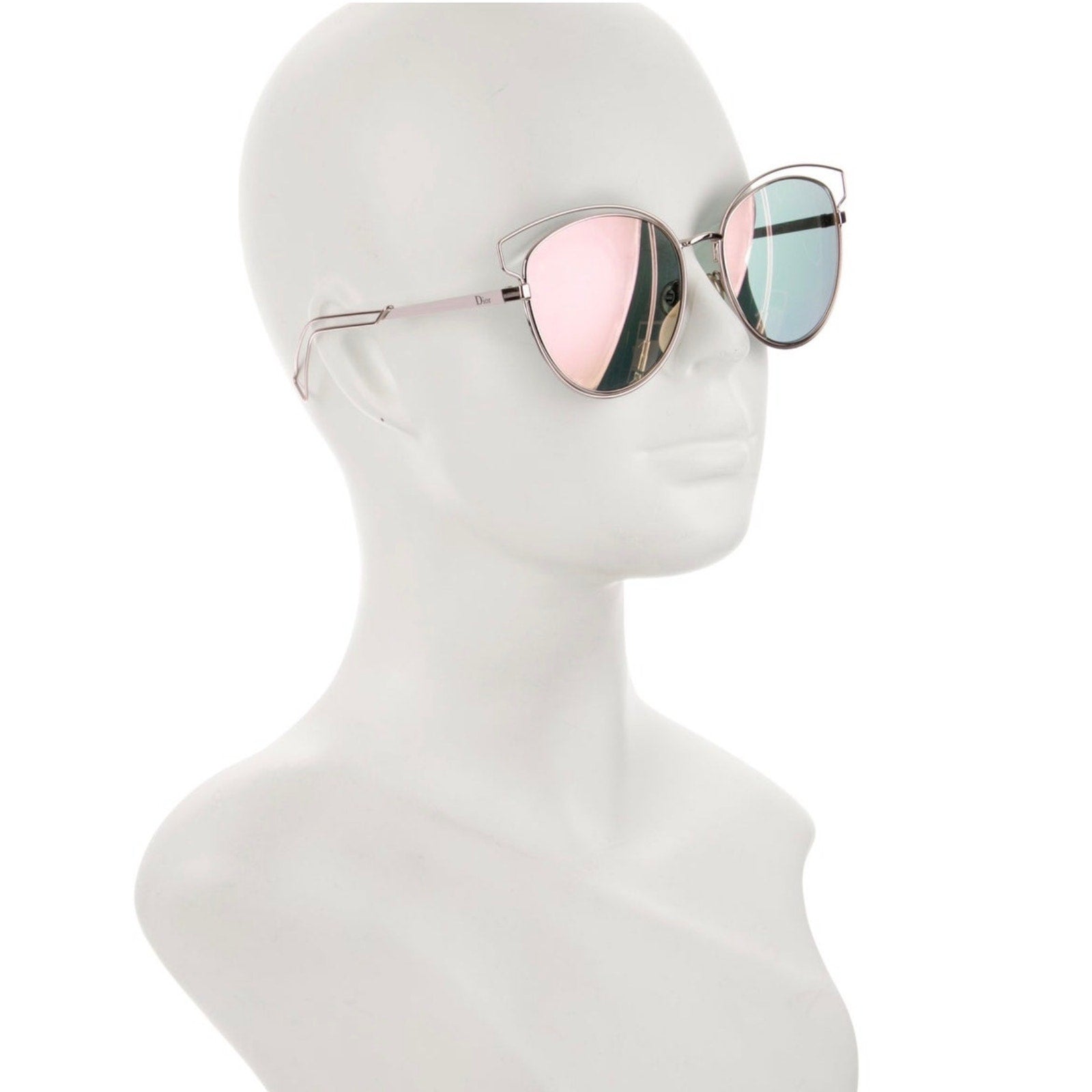 Christian Dior Sideral2 Mirrored Lenses Cat-Eye Sunglasses With Case
