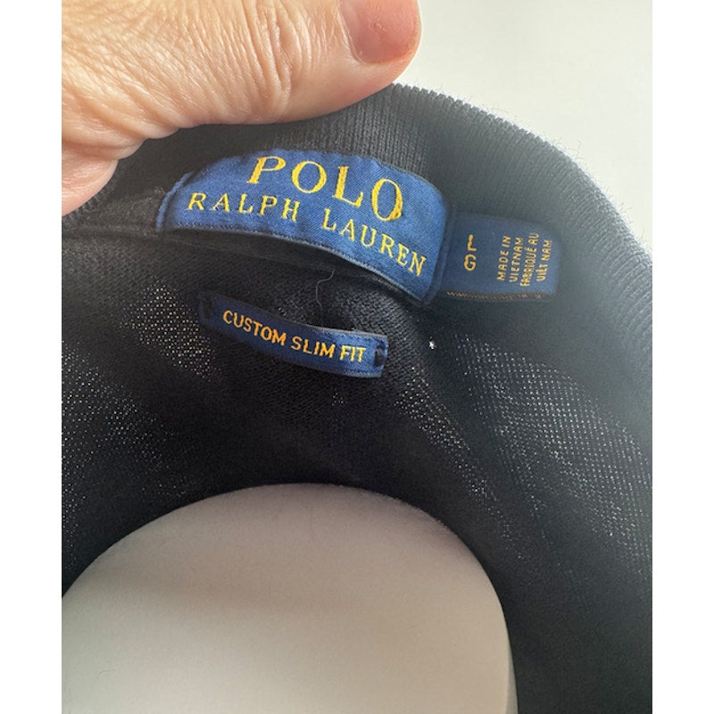 Men's Polo Ralph Lauren NWT Black Custom Slim Fit Polo Shirt Black Size L