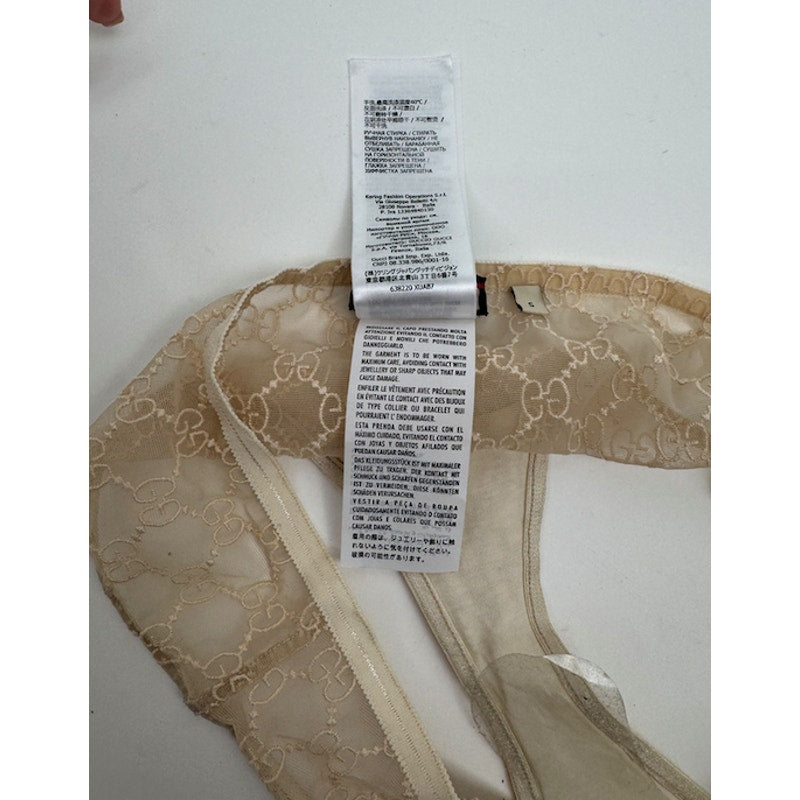 Women's Gucci NWT Cream GG Logo Lace Bra & Briefs Lingerie Set Size S