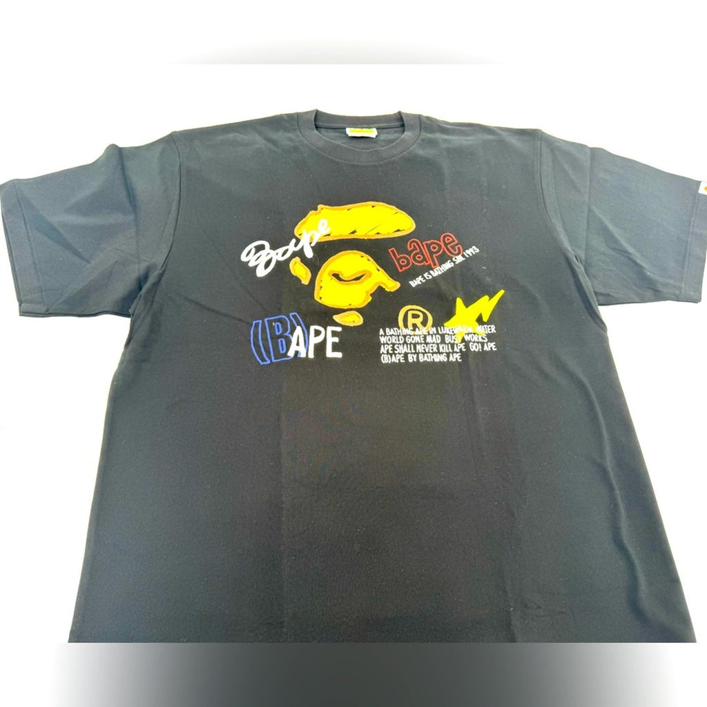 Men’s BAPE Black Hand Draw Graphic Relaxed Fit T-shirt Size M oversized NWT’s