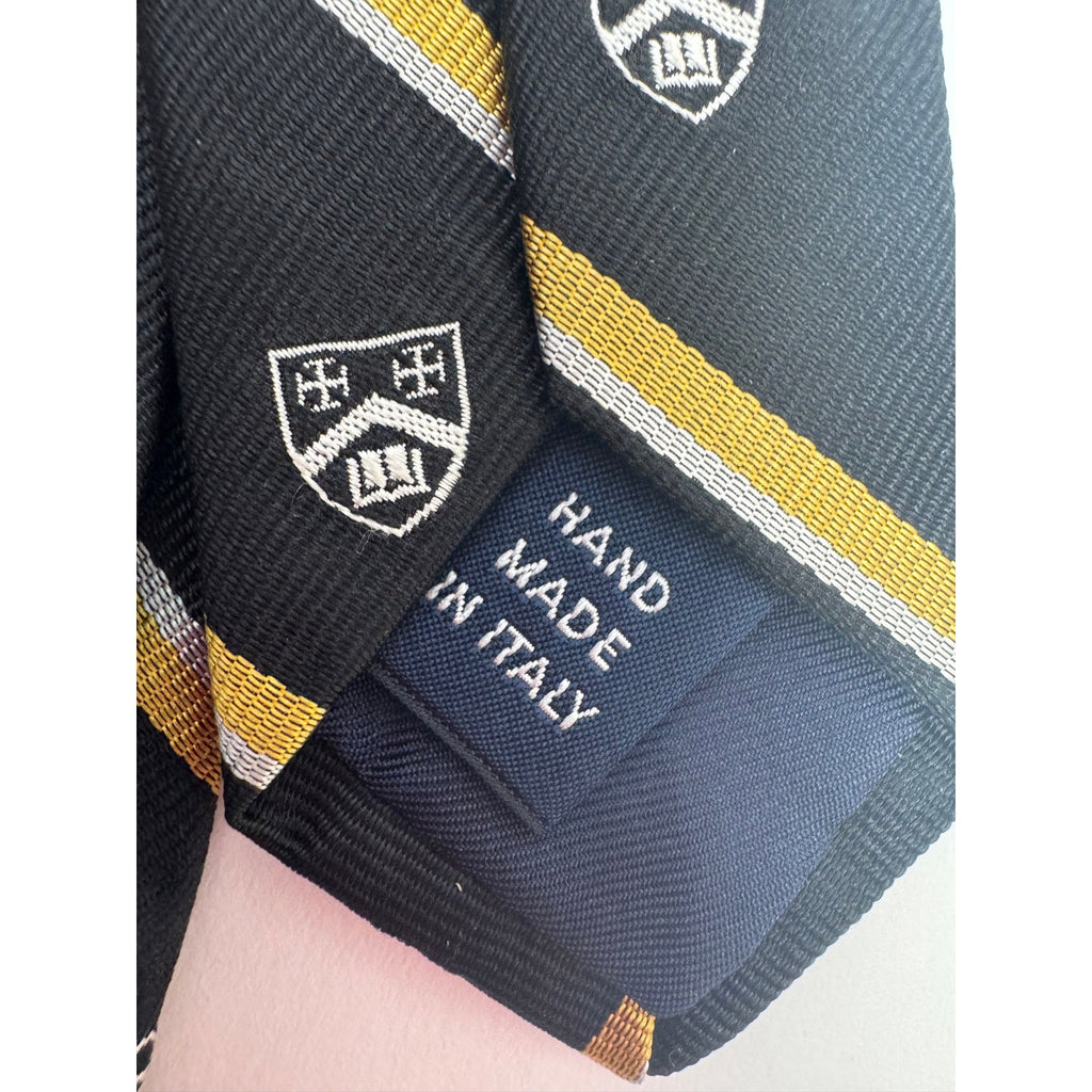 Ralph Lauren Men's NWOT Black & Yellow Crest Silk Tie Made in Italy