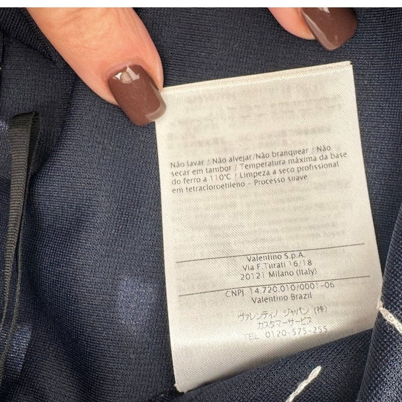 Women's Valentino Navy Blue & White NWT High Waist Drawstring Pants Size 44