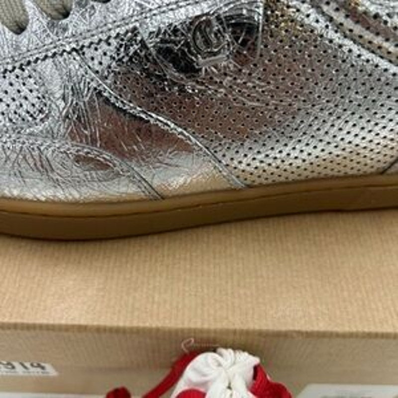 Men's Christian Louboutin tutti rui low top metallic leather sneakers size 43