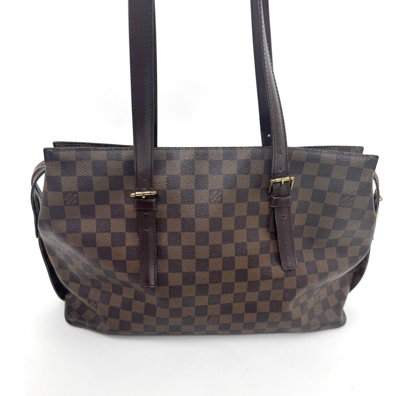 Louis Vuitton Brown Damier Ebene Chelsea Coated Canvas Top Zip Tote Bag