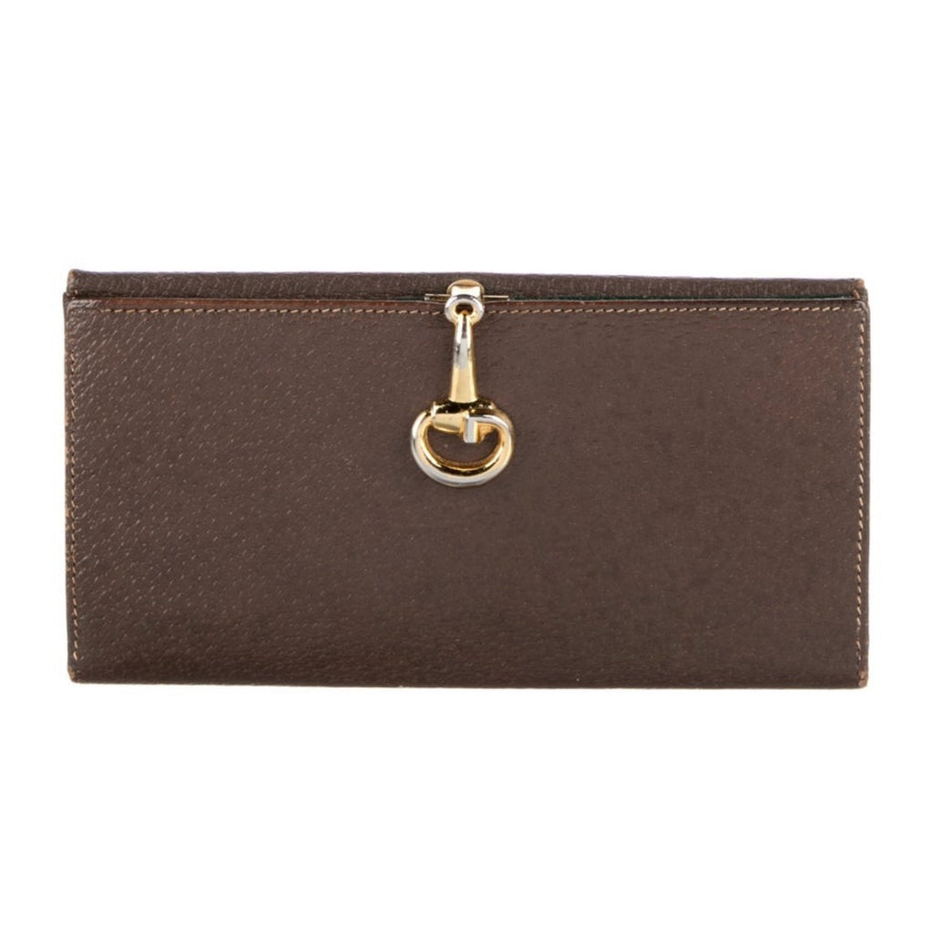 Gucci Vintage Brown Horsebit Accent Bifold Wallet