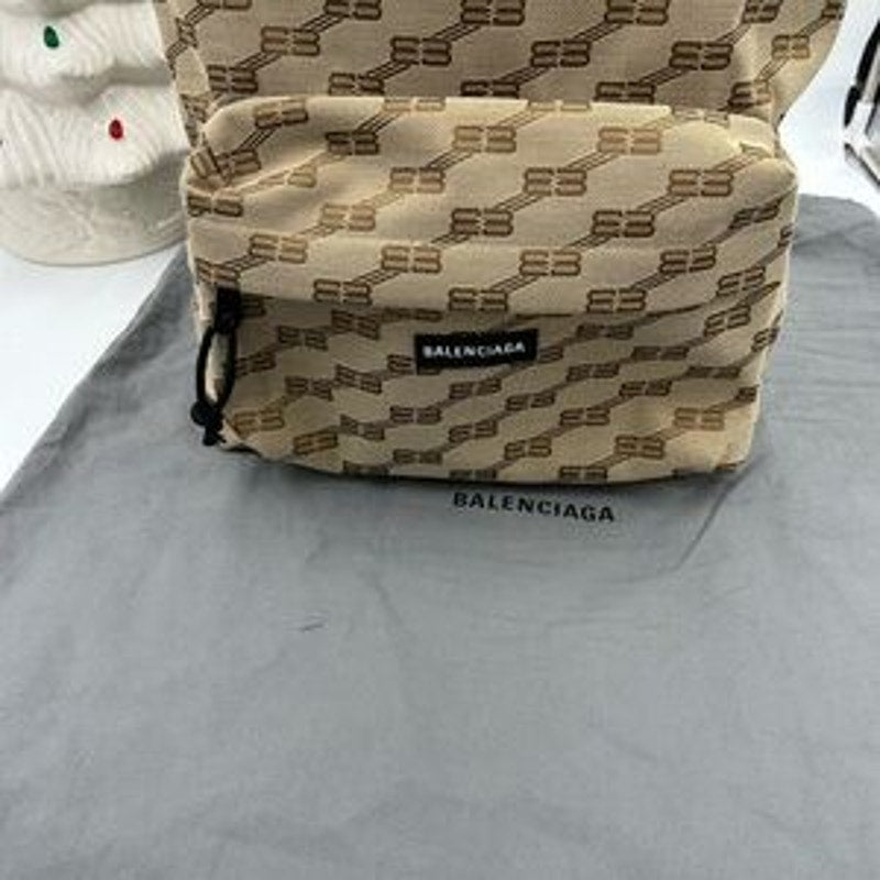 Unisex Balenciaga signature backpack in beige BB monogram coated canvas Italy