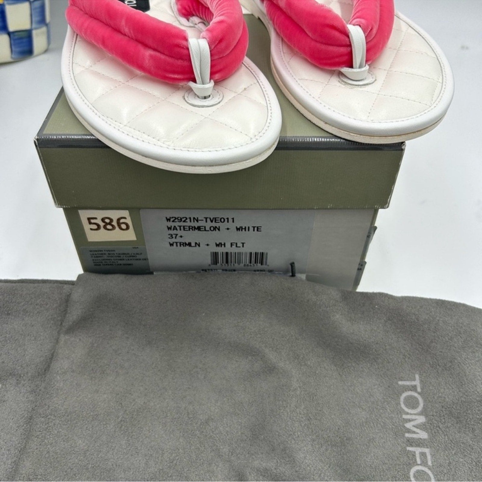 Women's Tom Ford Watermelon/White Flip-flop sandals 
Sizes 37.5 
Made in Italy