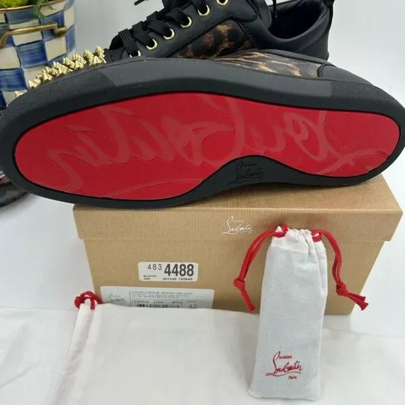 Men's Christian Louboutin, Louis Jr, spikes Orlato flat sneakers size 42 Italy