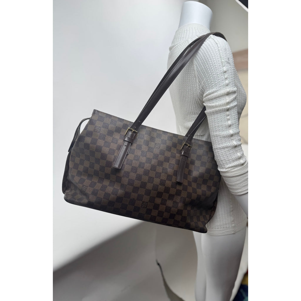 Louis Vuitton Brown Damier Ebene Chelsea Coated Canvas Top Zip Tote Bag