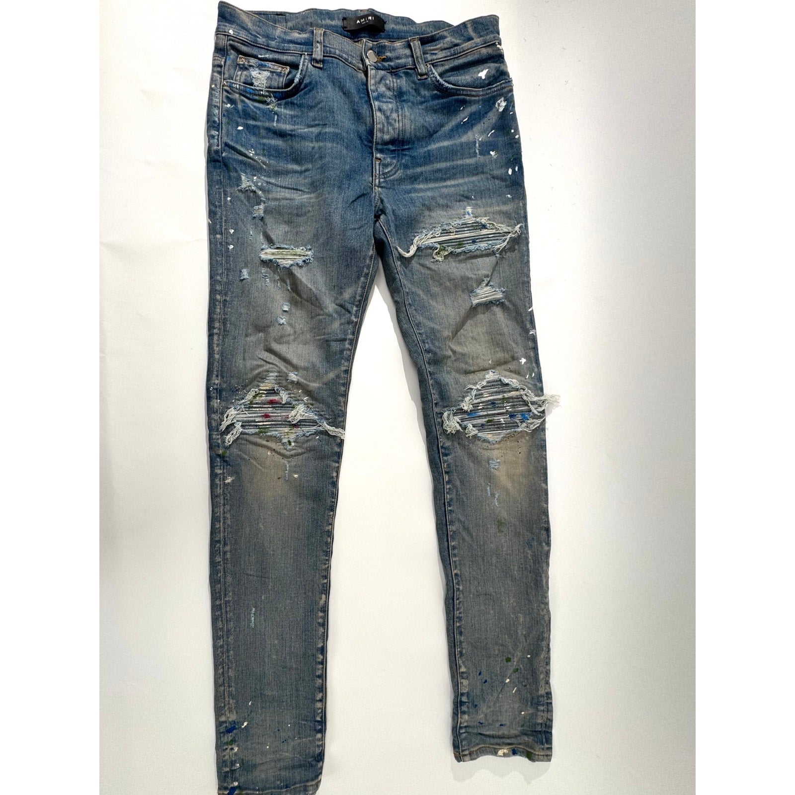 Mens AMIRI mx1 paint splatter light wash patch size 32 immaculate