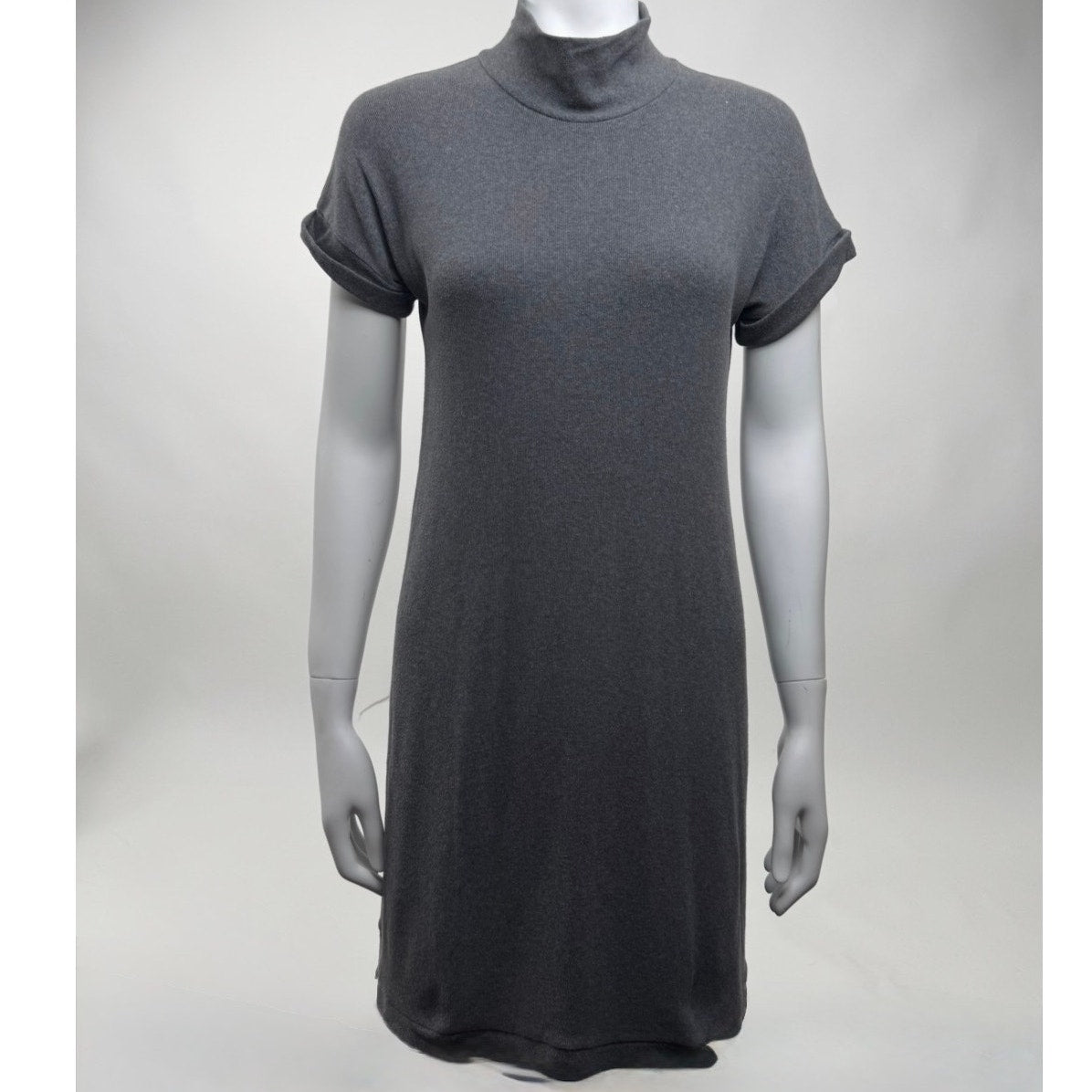 Brunello Cucinelli Grey Knit Mock Turtleneck Mini Dress Size XL Fits Size M