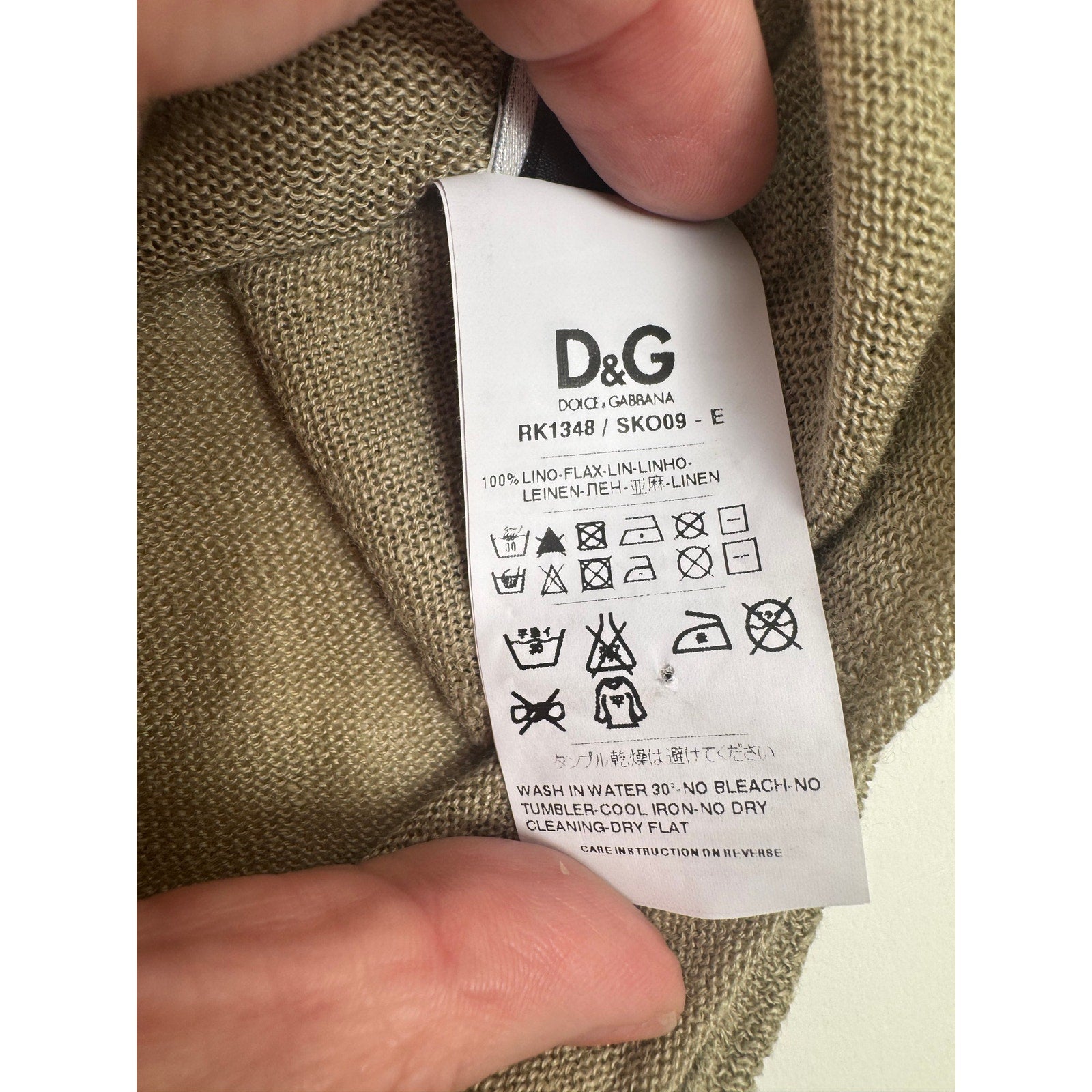 Dolce & Gabbana D&G Beige Tan 100% Linen Button Front Cardigan Size 52