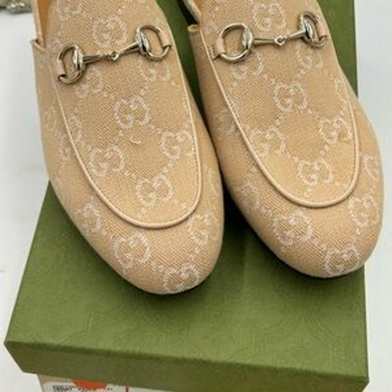 Women's Gucci canvas GG Princetown mules size 37.5 made in Italy