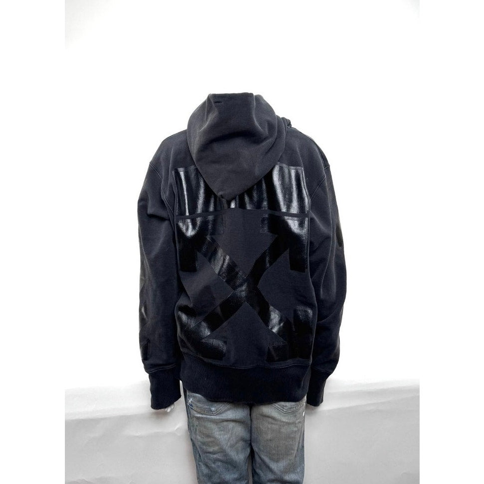 Men's OFF-WHITE × Champion Black Size M Rare Collab Rubber Arrow Hoodie