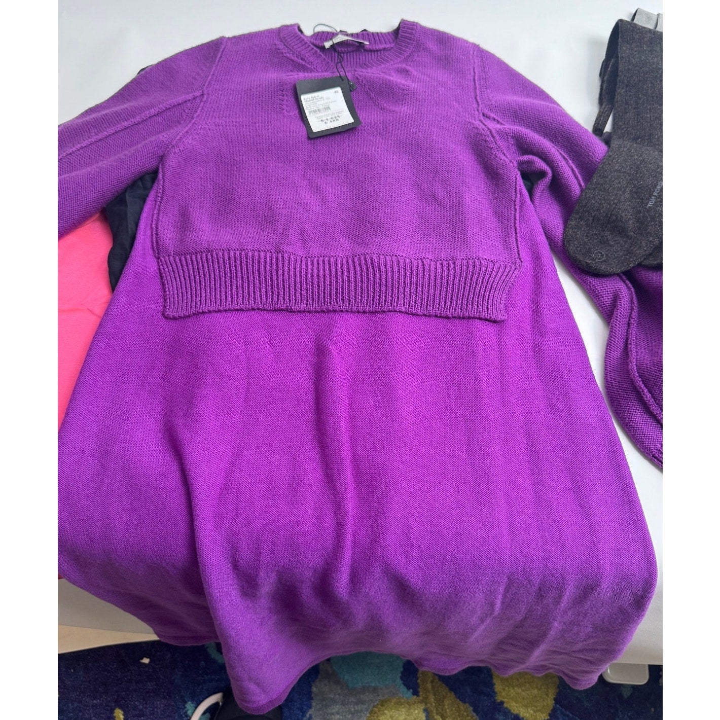 Sonia by Sonia Rykiel Purple Wool Cashmere Knit Sweater Dress Size FR 40 / US M