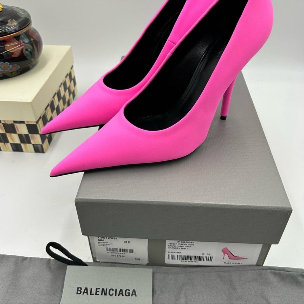 Women's Balenciaga Knife Pump /Spandex Matt/Flour Pink/size 38 made in Italy