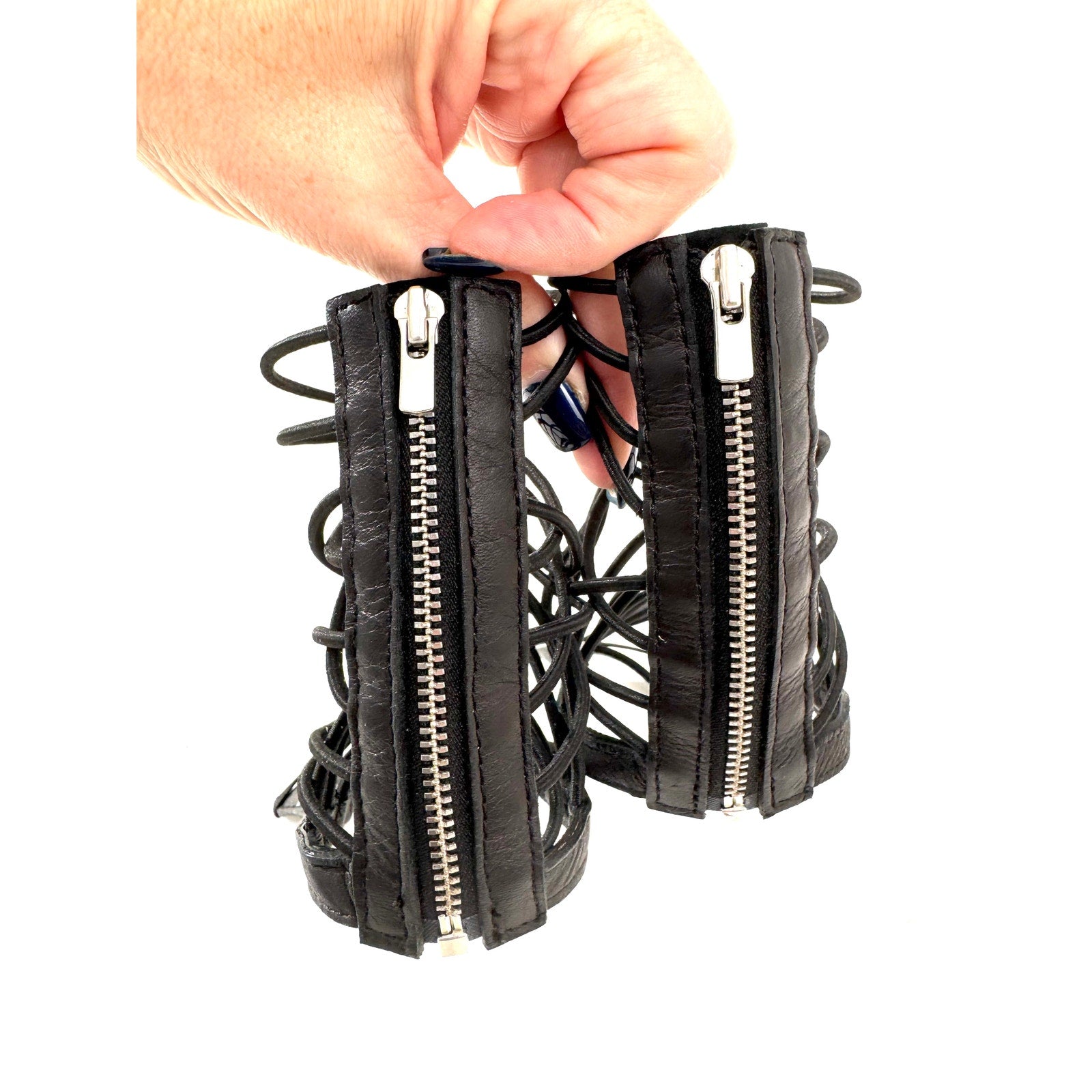 Women's Wolford Black Gladiator Lace Up Back Zip Shoe Inserts