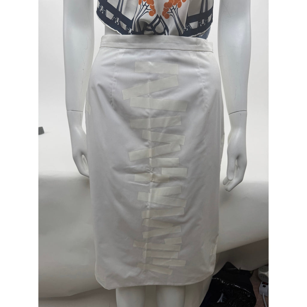 Christopher Kane White Satin Ribbon Appliqué Pencil Skirt EU 38 US 6