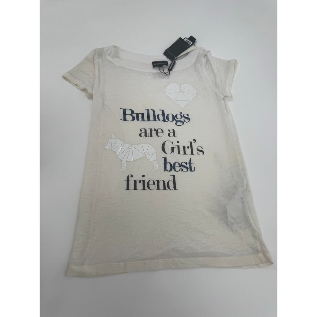 Emporio Armani “We Love Dogs” Issue #7 Bulldog Graphic Tee – NWT – Size 38
