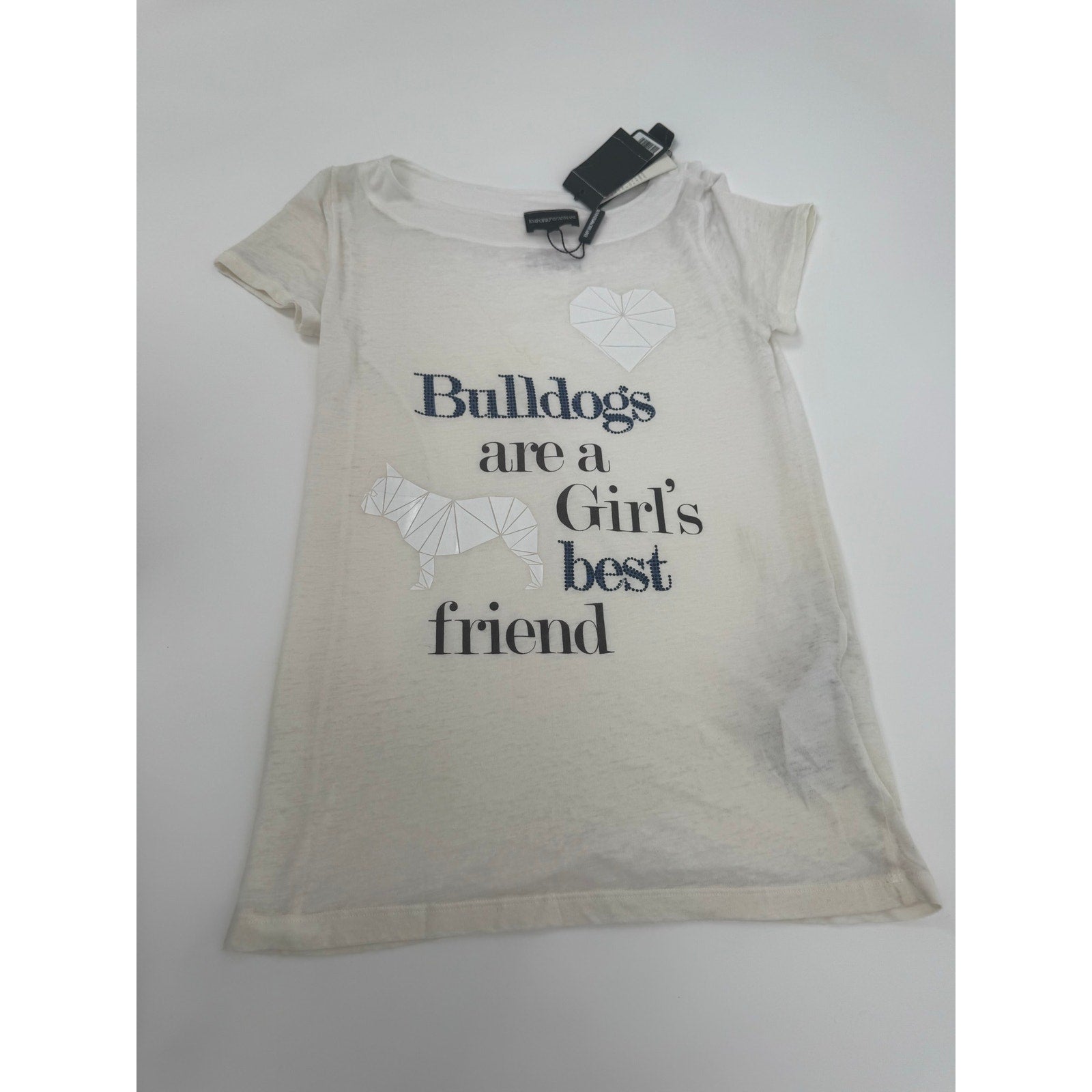 Emporio Armani “We Love Dogs” Issue #7 Bulldog Graphic Tee – NWT – Size 38