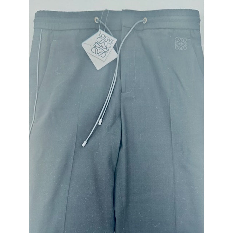 Men's Loewe NWT Black Piped-Trim Wool Track Pants Size 50