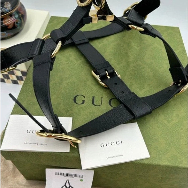 Gucci demetra , extra large leather dog harness made in Italy
